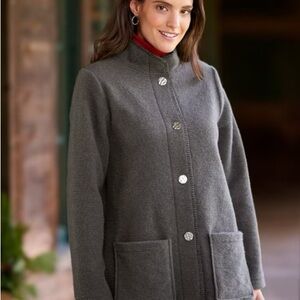 VERMONT COUNTRY STORE  BERBER WOOL FLEECE JACKET - CHARCOAL - NWOT - M